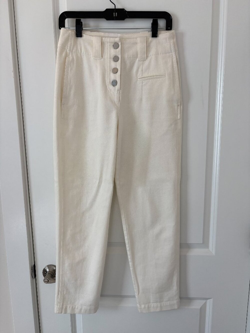 Reiss White Button-Up High Rise Trousers